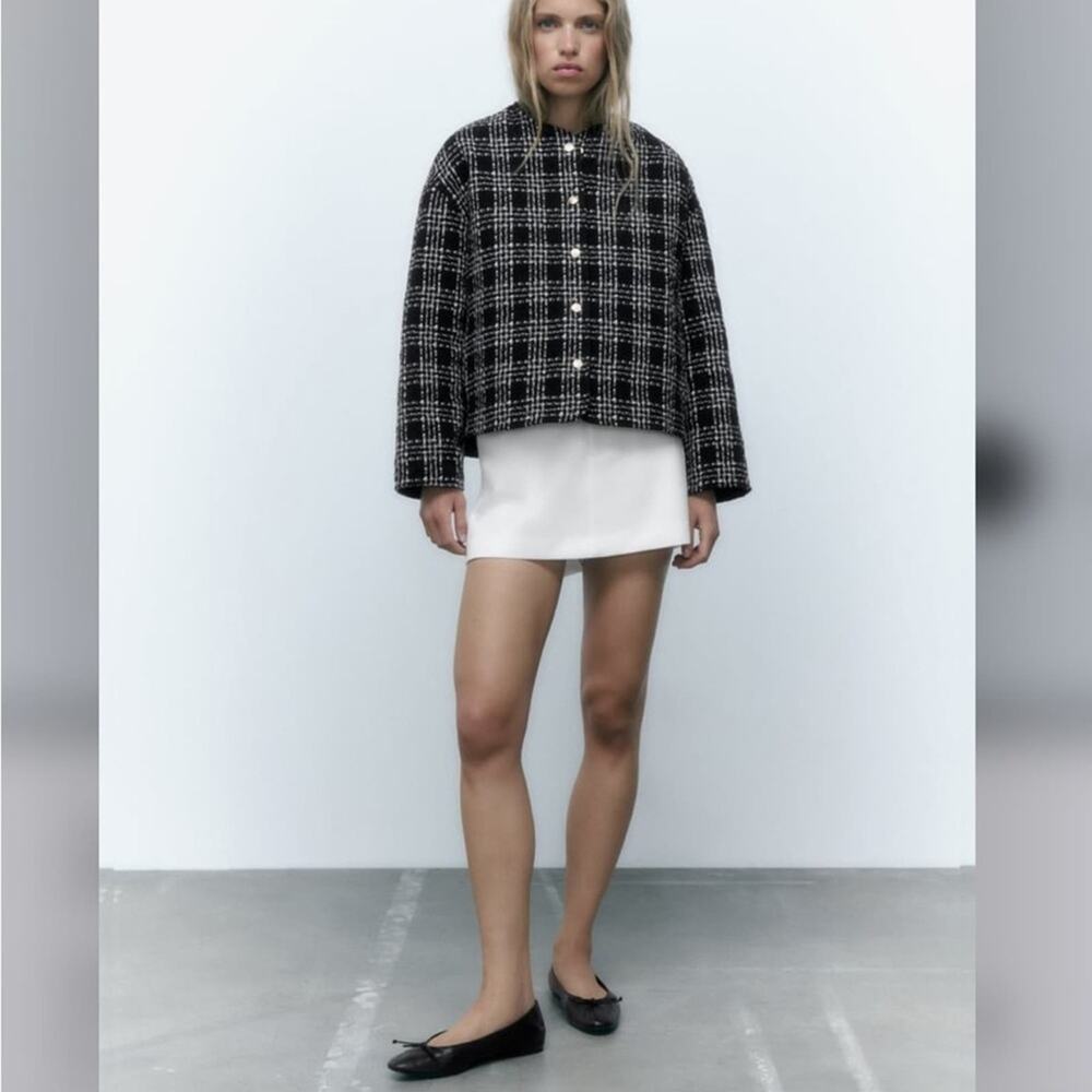 Zara TEXTURED WEAVE QUILTED JACKET Size Medium NWT - image 3